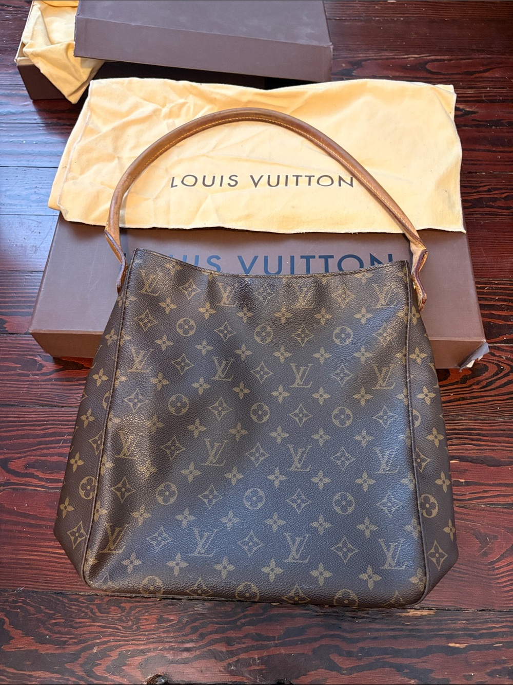 Louis Vuitton Monogram Canvas Hobo Shoulder Bag in Brown